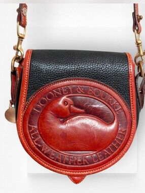 Dooney & Bourke Vintage Big Duck Bag R150 Black British Tan Crossbody AWL USA